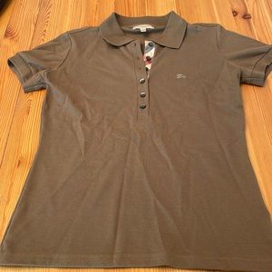 Burberry polo plaid check and logo buttons size small